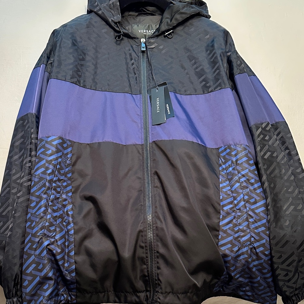 Versace Men's Black and Blue Windbreaker